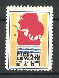 Reklamemarke Bari, Fiera del Levante, antikes Segelschiff