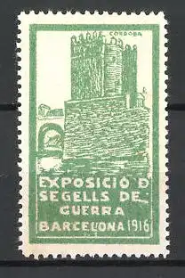 Künstler-Reklamemarke Tubau, Barcelona, Exposicio del Segells de Guerra 1916, Burg auf Cordoba