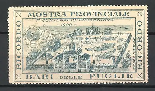 Reklamemarke Bari, Mostra Provinciale & 1. Centenario Piccinniano 1900, Stadtpanorama