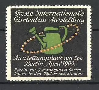 Reklamemarke Berlin, Grosse Internationale Gartenbau-Ausstellung 1909, Giesskanne