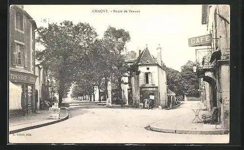 AK Chagny, Route de Beaune, am Cafe