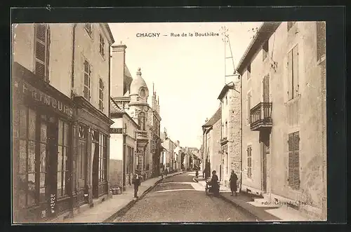 AK Chagny, Rue de la Bouthière, Strassenpartie