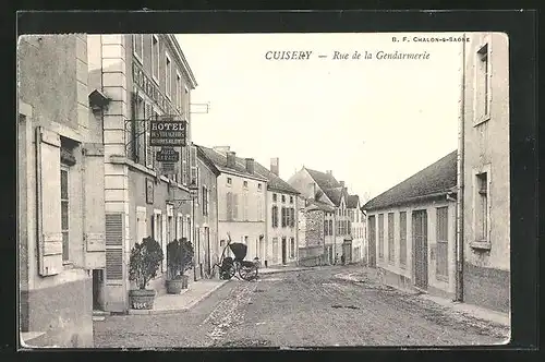 AK Cuisery, Rue de la Gendarmerie, Strassenpartie