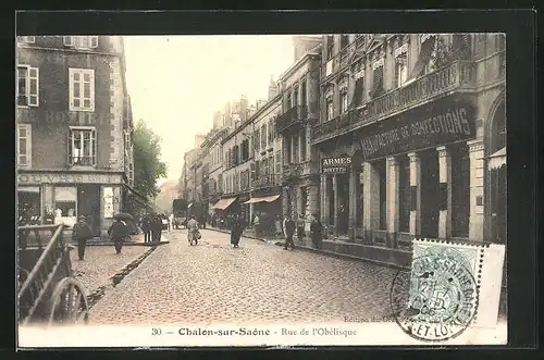 AK Chalon-sur-Saône, Rue de l`Obélisque, Strassenpartie