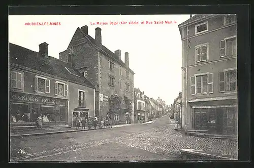 AK Couches-les-Mines, La Maison Bajol et Rue Saint-Martin