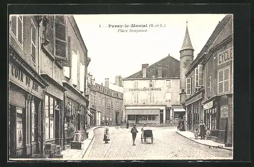 AK Paray-le-Monial, Place Guignaut, Strassenpartie im Ort