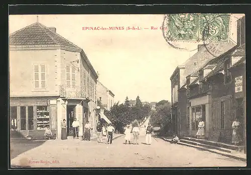 AK Epinac-les-Mines, Rue Gri..., Strassenpartie im Ort