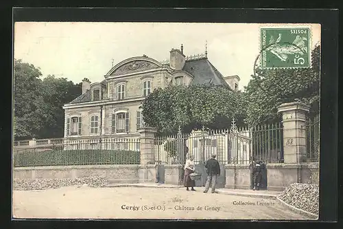 AK Corgy, Chateau de Geney, Menschen am Tor