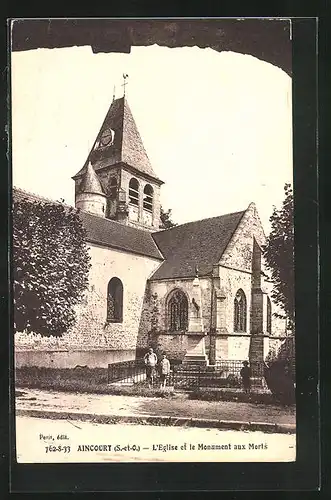 AK Aincourt, L`Eglise et le Monument aux Morts