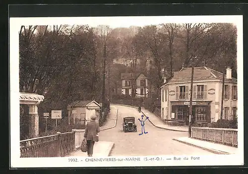 AK Chennevières-sur-Marne, Rue du Pont, Strassenpartie