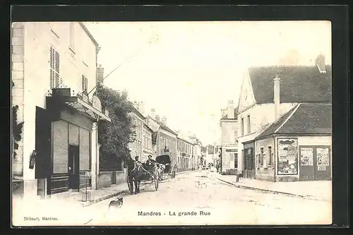 AK Mandres, La grande Rue, Strassenpartie