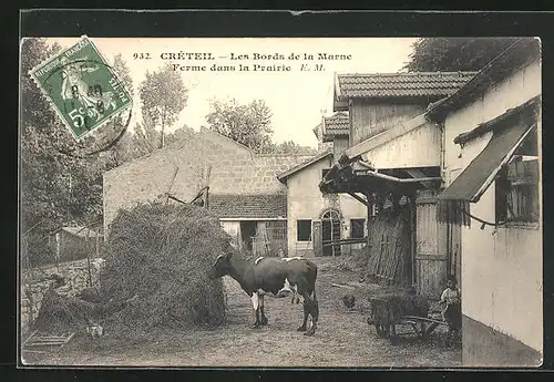 AK Créteil, Les Bords de la Marne, Ferme dans la Prairie