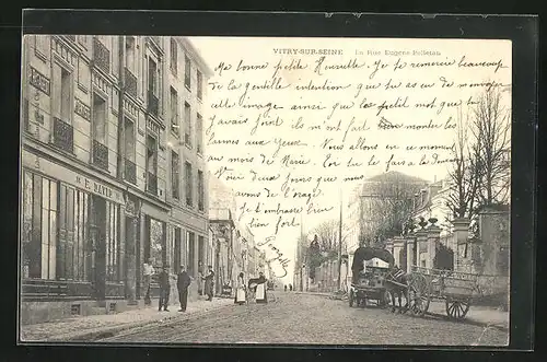 AK Vitry-sur-Seine, La Rue Eugène-Pelletan, Strassenpartie