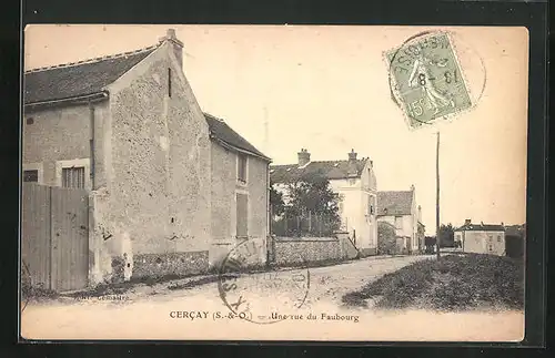 AK Cercay, Une rue du Faubourg, Strassenpartie