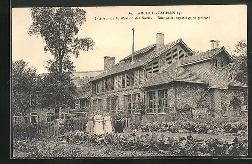 AK Arcueil-Cachan, Interieur de la Maison de Soeur, Buanderie, repassage et potager