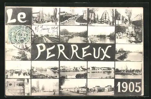 AK Le Perreux-sur-Marne, Ortsansicht mit Kirche, Fluss, Strassenpartie