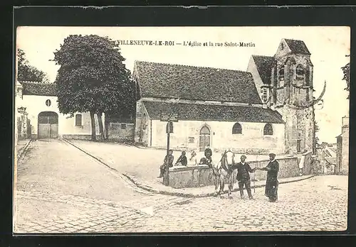 AK Villeneuve-le-Roi, L`Eglise et la rue Saint-Martin