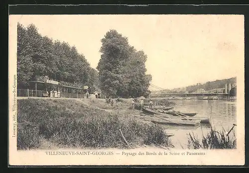 AK Villeneuve-Saint-Georges, Paysage des Bords de la Seine et Panorama