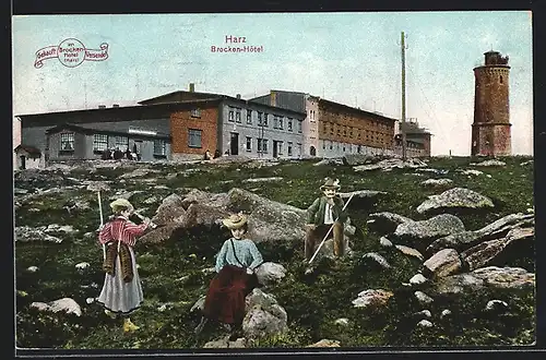 AK Brocken / Harz, Brocken-Hotel und Turm