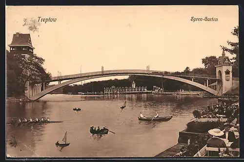 AK Berlin-Treptow, Ausblick vom Spree-Garten