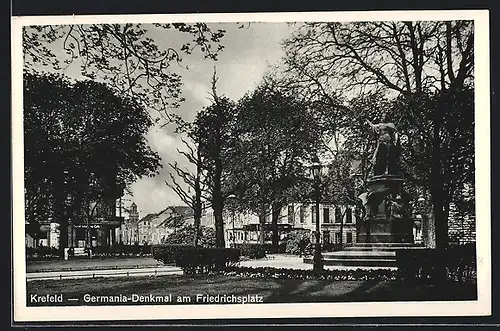 AK Krefeld, Germania-Denkmal am Friedrichsplatz