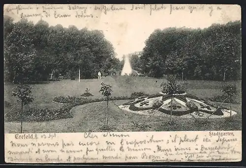 AK Krefeld, Blick in den Stadtgarten