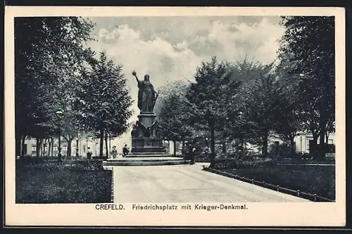 AK Krefeld, Friedrichsplatz mit Kriegerdenkmal