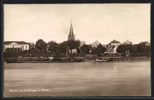 AK Uerdingen a. Rh., Panorama vom Wasser aus gesehen