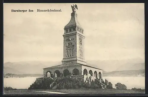 AK Starnberg, Bismarckdenkmal am Starnberger See