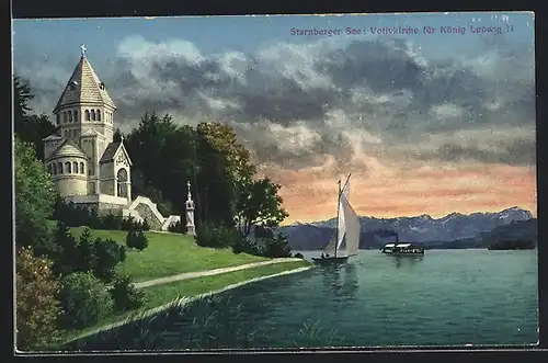 AK Starnberg, Votivkirche für König Ludwig II. am Starnberger See