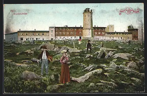 AK Brocken / Harz, Brocken-Hotel und Aussichtsturm