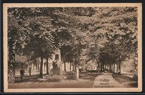 AK Krefeld, Ostwall mit Seyffarth-Denkmal