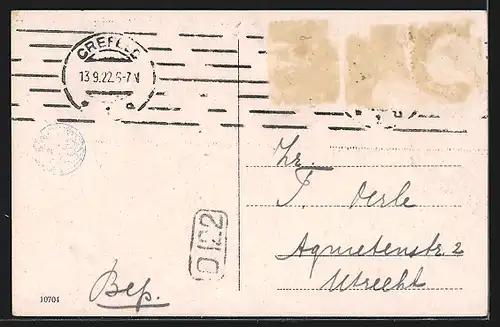 AK Krefeld, Bismarckplatz mit Denkmal