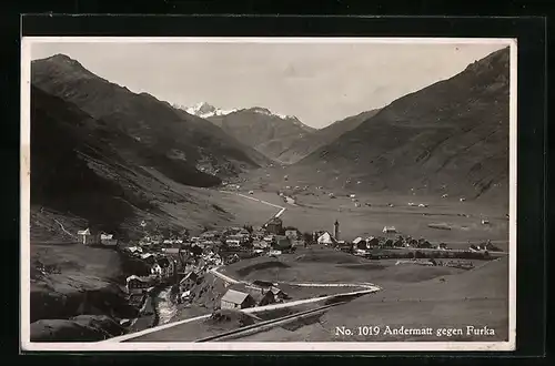 AK Andermatt, Ortsansicht gegen Furka