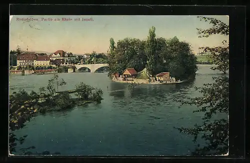 AK Rheinfelden, Partie am Rhein mit Inseli