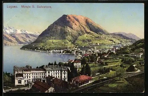 AK Lugano, Blick über den Ort auf den Monte S. Salvatore