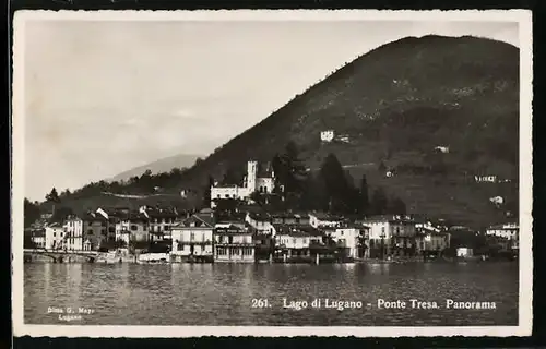 AK Ponte Tresa, Blick vom Luganer See auf den Grenzort zwischen Italien und der Schweiz
