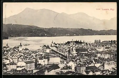 AK Luzern, Ortsansicht mit Rigi
