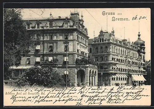 AK Bremen, Hillmanns Hotel und Europäischer Hof