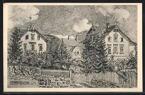 AK Gemmrigheim a. N., Ortspartie mit Wohnhäusern