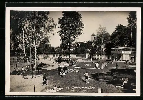 AK Murten, Strandbad mit Badegästen