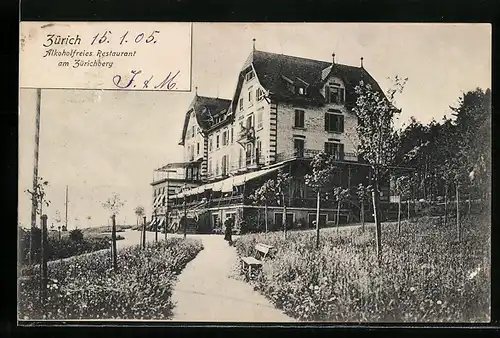 AK Zürich, Alkoholfreies Restaurant am Zürichberg mit Weg