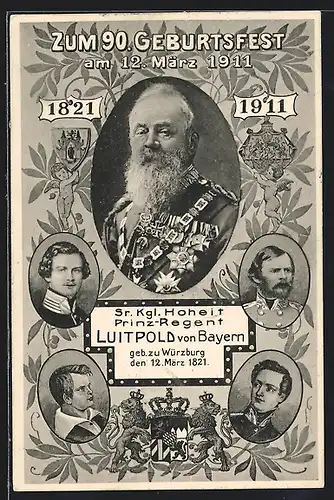 AK Prinzregent Luitpold 90. Geburtstagsfest, 12. März 1911
