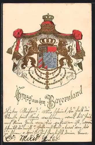 Präge-AK Gruss aus dem Bayernland, Wappen