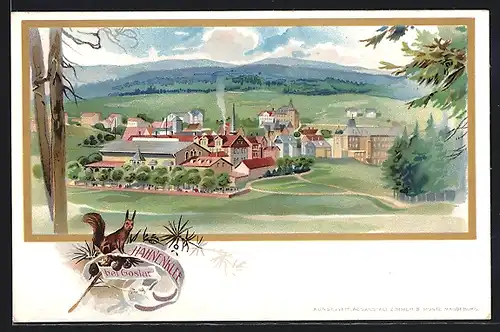 Künstler-AK Hahnenklee b. Goslar, Gesamtansicht aus der Ferne