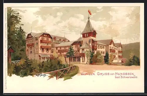 Künstler-AK Carl Münch: Hundseck /bad Schwarzwald, Blick auf Luftkurort