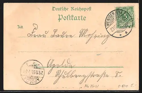 Lithographie Jena, Forsthaus & Kriegerdenkmal, Fuchsturm, Erlkönig