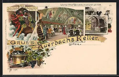 Lithographie Leipzig, Gasthaus Auerbach's Keller