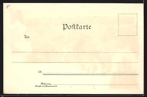 Lithographie Mainz, Westliche Choransicht des Doms, Totalansicht aus der Vogelschau