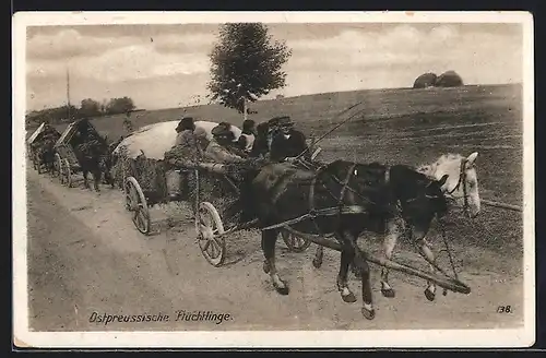AK Ostpreussische Flüchtlinge mit Pferdegespann